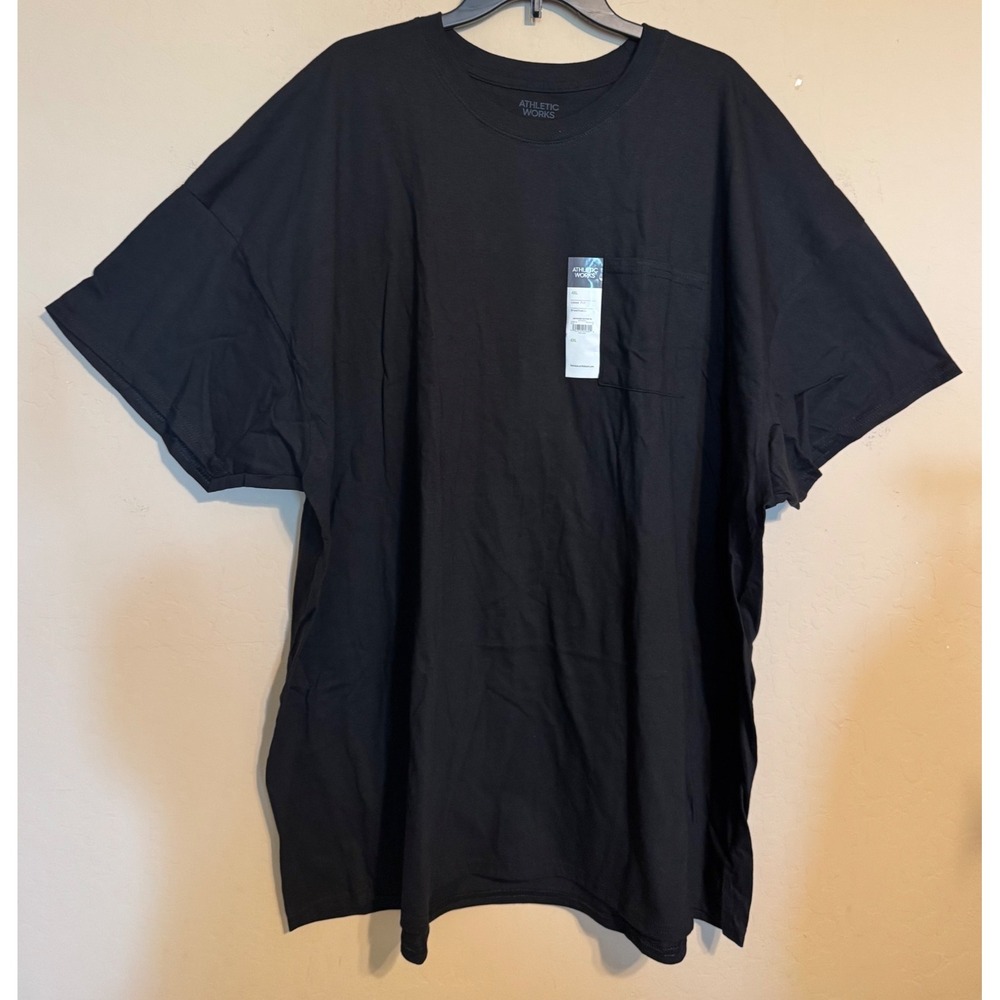 Athletic Works Pocket T-Shirt Men 4XL Black Loose Fit Cotton ShortSleeve Tee NEW